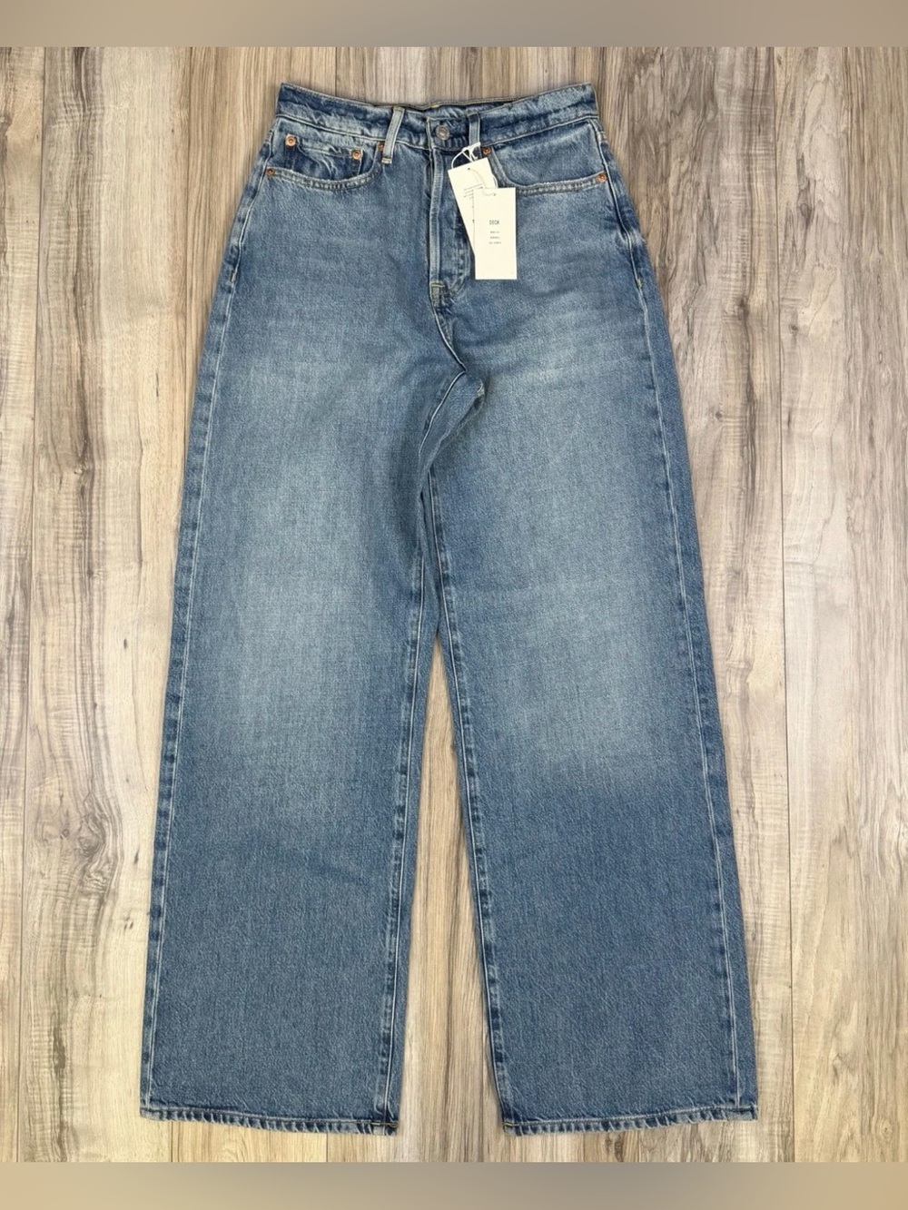 Buck Mason Deck Jet Set Ridge Twill Jeans High Rise Wide Leg Denim Size 28 NEW